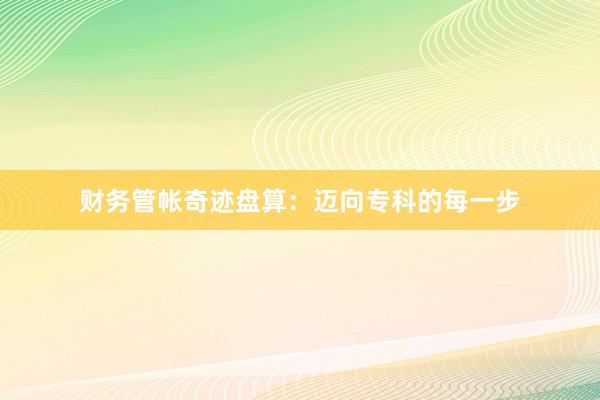 财务管帐奇迹盘算：迈向专科的每一步